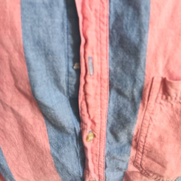 Vintage Medium Denim Shirt Men's 90's Oxford County Seat Striped Button-Down - Picture 3 of 7